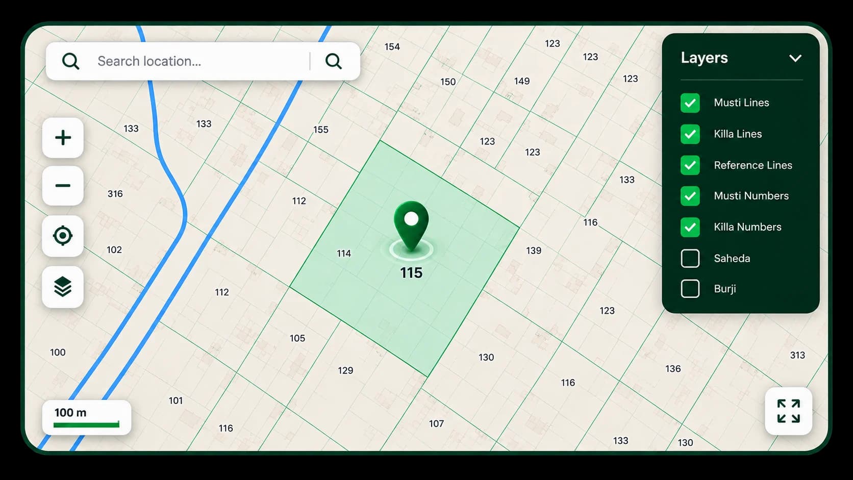 MapInch Digital Village Maps Platform - Village Cadastral Land Map